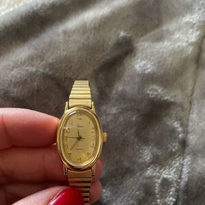 Timex Gold Tone Oval Ladies Watch with Expansion Band